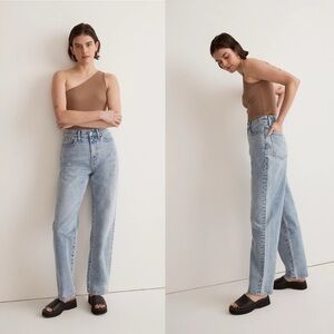 Madewell Womens Olvera Medium Wash Tall Slouchy Baggy Straight Jeans Size 25T